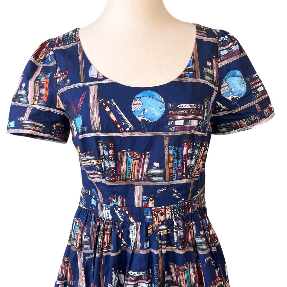 Blue Book Print Dress - Picture 3 of 13